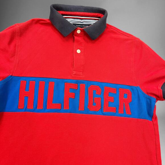 Tommy Hilfiger Polo Shirt Spellout Men’s Small Block Letter Rugby 90s Streetwear - Picture 3 of 10